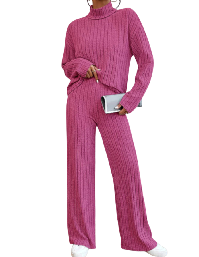 SHOPIQAT Casual High Collar Knitted Long Sleeve Women's Knitted Two-Piece Set - Premium from kakaclo - Just $11.900! Shop now at shopiqat